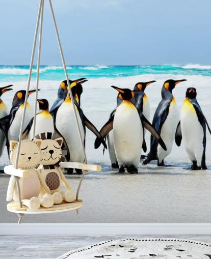 luminosa carta da parati personalizzabile a forma di pinguino chiamata Kings of the Beach per camerette e uffici dei bambini luminosa carta da parati personalizzabile a forma di pinguino chiamata Kings of the Beach per camerette e uffici dei bambini