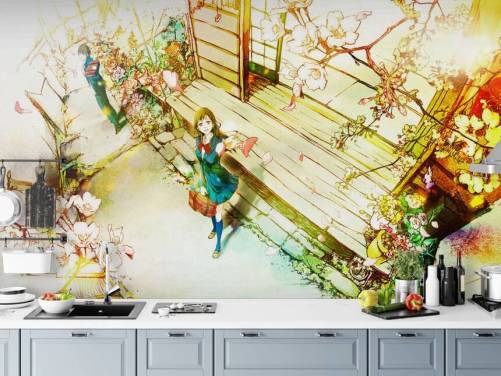 sakura cherry blossom and anime school girl fondo de pantalla