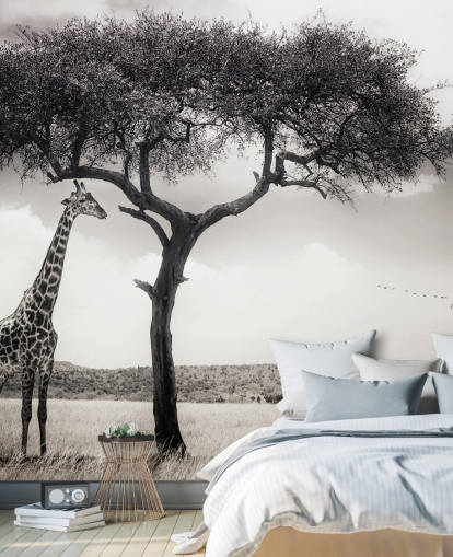 Svart og hvit Giraffe Landskap Bakgrunn Svart og hvit Giraffe Landskap Bakgrunn