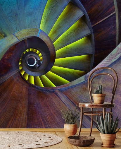 Papel de parede abstrato Swirling Stairs Papel de parede abstrato Swirling Stairs
