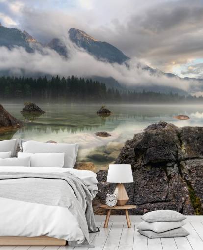 Rocky Misty Lake Wallpaper Rocky Misty Lake Wallpaper