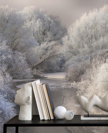 Snøhvit skog og innsjø tapet Snøhvit skog og innsjø tapet