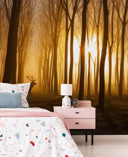 dark customisable forest wallpaper mural called Forest Stag by 1x for bedrooms or kitchens dark customisable forest wallpaper mural called Forest Stag by 1x for bedrooms or kitchens