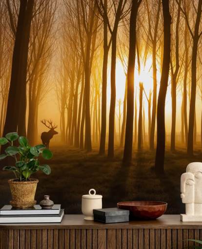 mural de papel de parede florestal escuro personalizável chamado Forest Stag by 1x para quartos ou cozinhas mural de papel de parede florestal escuro personalizável chamado Forest Stag by 1x para quartos ou cozinhas