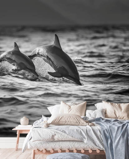 Papier Peint Dauphin Noir et Blanc Papier Peint Dauphin Noir et Blanc