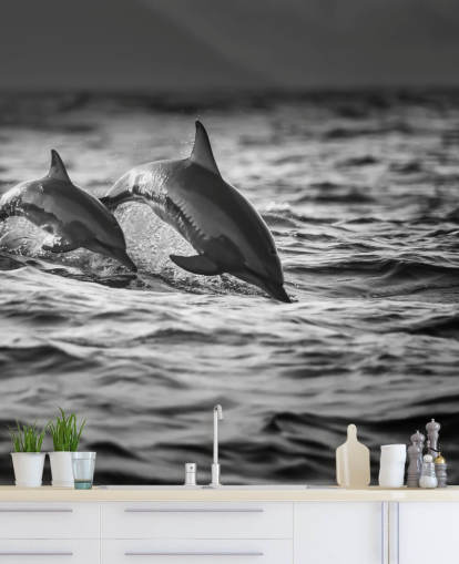 Schwarz-Weiß-Delfin-Tapete Schwarz-Weiß-Delfin-Tapete