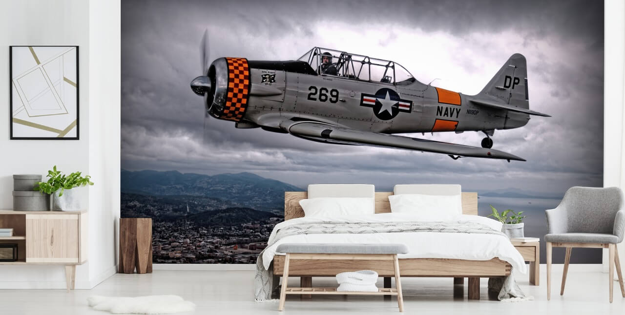 Papel de Parede Voando Hellcat Avião Acima da Costa