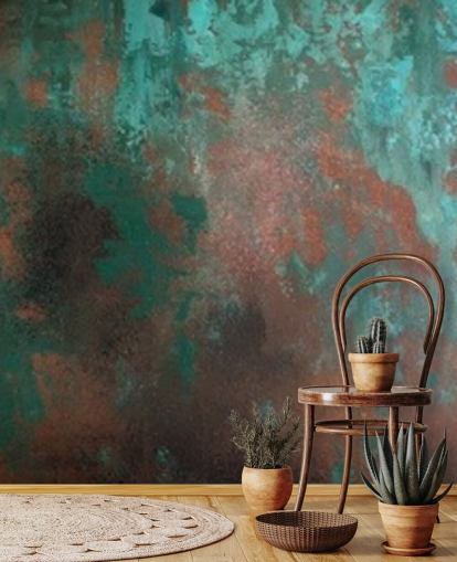 green and orange rust effect wallpaper mural called Emerald Rust for living rooms and bedrooms green and orange rust effect wallpaper mural called Emerald Rust for living rooms and bedrooms