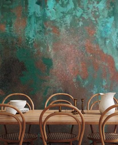 mural de papel de parede com efeito de ferrugem verde e laranja chamado Emerald Rust para salas de estar e quartos mural de papel de parede com efeito de ferrugem verde e laranja chamado Emerald Rust para salas de estar e quartos