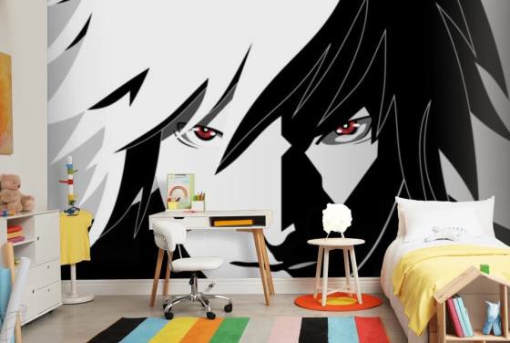 monochrome anime man face wallpaper