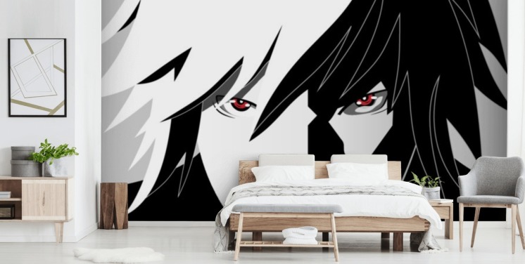 monokrom anime mand ansigt tapet