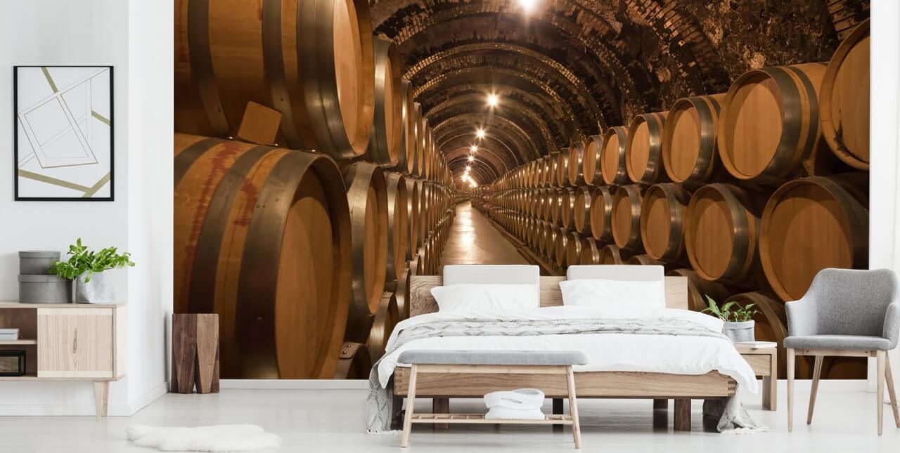 brunt tilpasset 3d vinkjeller tapet veggmaleri kalt Barrels de Vino en la Bodega for vinkjellere brunt tilpasset 3d vinkjeller tapet veggmaleri kalt Barrels de Vino en la Bodega for vinkjellere