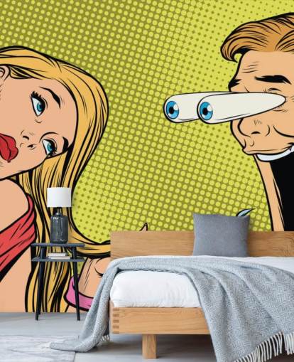 Mann sabbert Katze Frau Pop Art Tapete Mann sabbert Katze Frau Pop Art Tapete