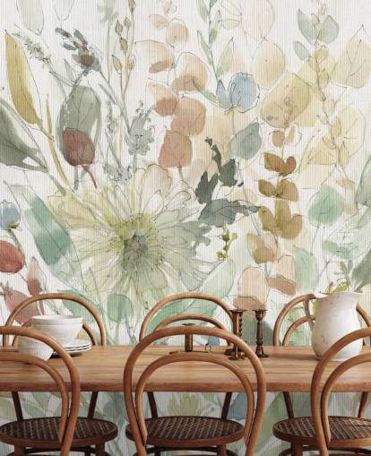 pastel customisable floral wallpaper mural called Linen Wildflower by Carol Robinson for bedrooms pastel customisable floral wallpaper mural called Linen Wildflower by Carol Robinson for bedrooms