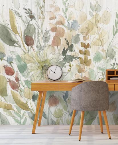 pastel customizable floral wallpaper mural called Linen Wildflower by Carol Robinson for bedrooms pastel customizable floral wallpaper mural called Linen Wildflower by Carol Robinson for bedrooms