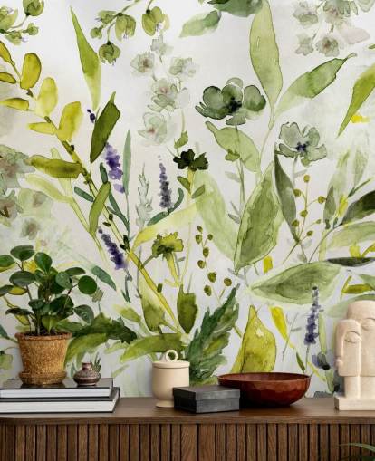 green customisable plant wallpaper mural called Olive Green Plants by Carol Robinson for kitchens green customisable plant wallpaper mural called Olive Green Plants by Carol Robinson for kitchens