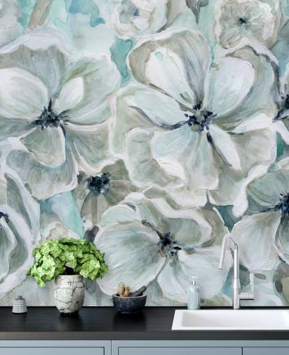 Teal Harmony Wallpaper Mural by Carol Robinson Teal Harmony Wallpaper Mural by Carol Robinson