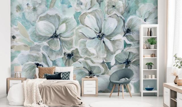 Teal Harmony Wallpaper Mural by Carol Robinson