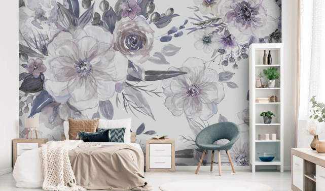 Papier peint fleurs violettes par Carol Robinson