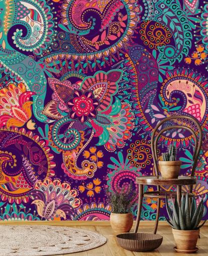 Groovy Paisley Värikäs Taustakuva Groovy Paisley Värikäs Taustakuva