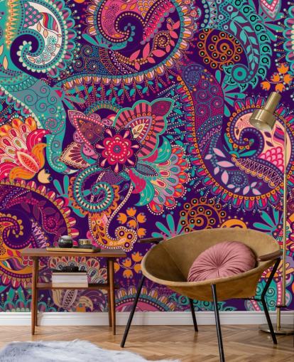 Groovy Paisley Colourful Wallpaper Groovy Paisley Colourful Wallpaper
