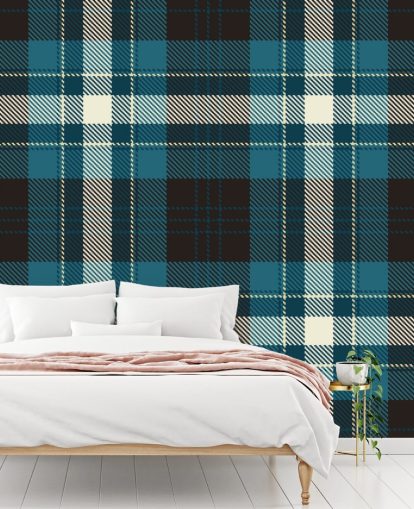 Blue and Black Tartan Check Wallpaper Blue and Black Tartan Check Wallpaper