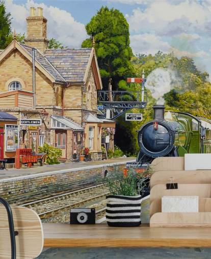 Hampton Loade Severn Valley Jernbane vægmaleri Hampton Loade Severn Valley Jernbane vægmaleri