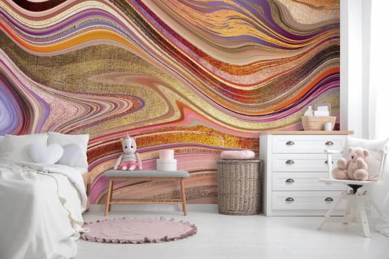 Pink Swirl Mural by Lara Skinner
