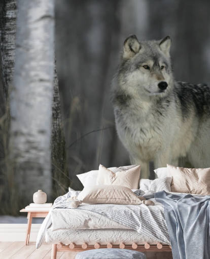 Decorazione murale con lupo grigio in legno Decorazione murale con lupo grigio in legno