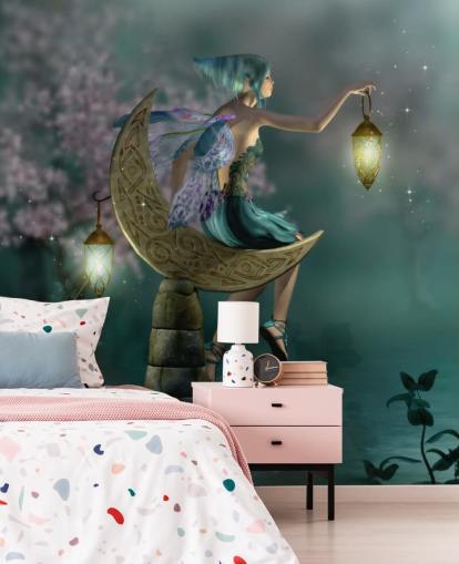 Grön natt Fairy Bakgrund Grön natt Fairy Bakgrund