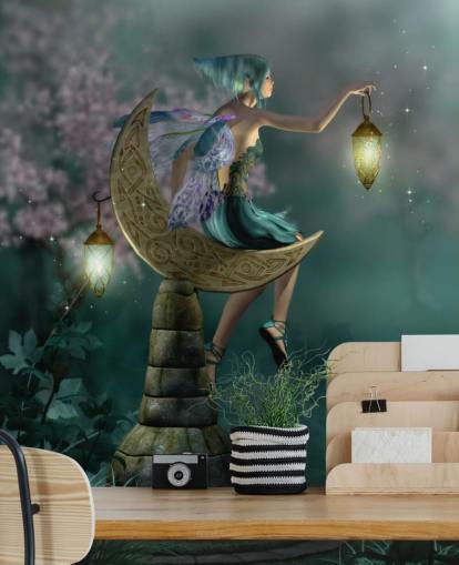 Green Night Fairy Behang Green Night Fairy Behang