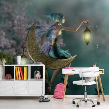Papier peint Fée Nuit Verte