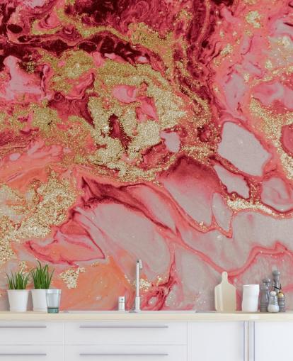 Wandbild aus rosafarbenem und goldenem Marmor namens Blush Agate Marble von Lara Skinner für Schlafzimmer Wandbild aus rosafarbenem und goldenem Marmor namens Blush Agate Marble von Lara Skinner für Schlafzimmer