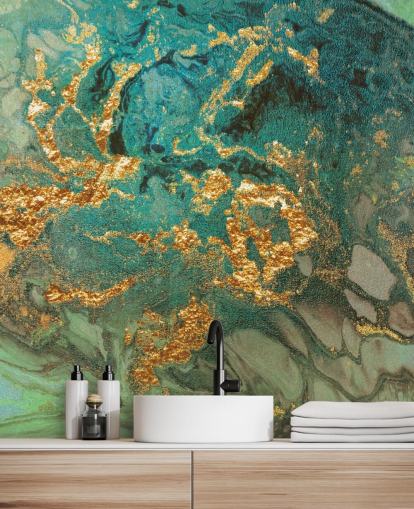 green and gold custom marble wallpaper mural called Emerald Marble by Lara Skinner for living rooms green and gold custom marble wallpaper mural called Emerald Marble by Lara Skinner for living rooms