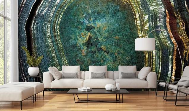 Smaragd-Gold-Achat Wandbild von Lara Skinner