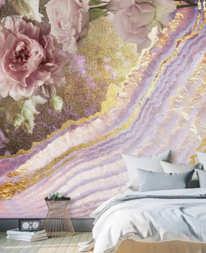 Metallic Floral Agate Wallpaper by Lara Skinner Metallic Floral Agate Wallpaper by Lara Skinner