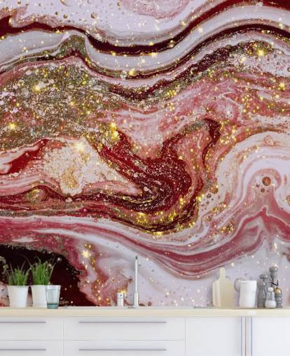 Décoration murale en marbre agate rose violet par Lara Skinner Décoration murale en marbre agate rose violet par Lara Skinner