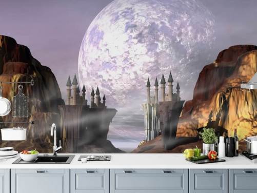 Papel de Parede Fantasy Castle and Moon