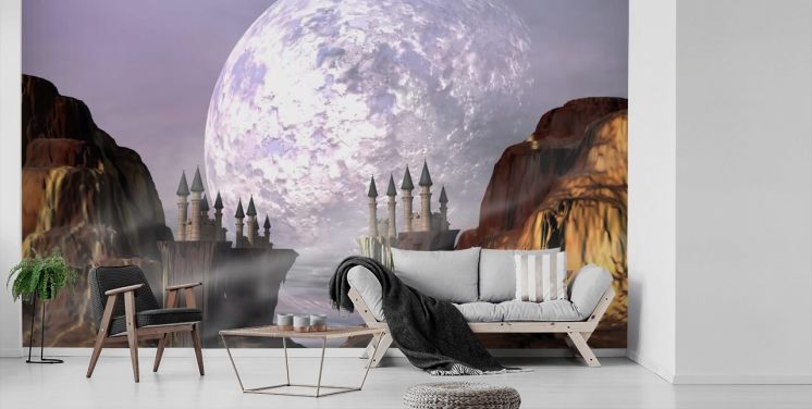 Fantasy Castle and Moon Wallpaper