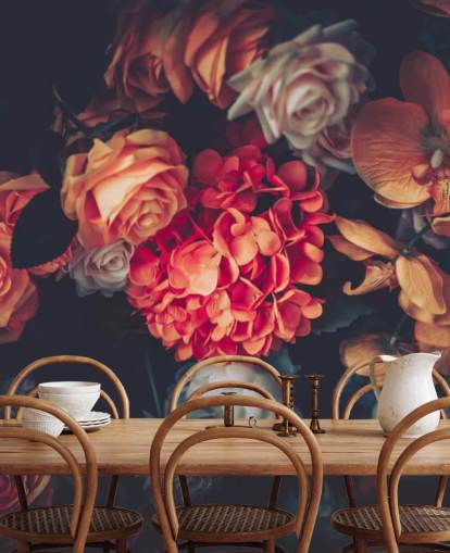 Carta da parati con fiori vintage su sfondo scuro Carta da parati con fiori vintage su sfondo scuro