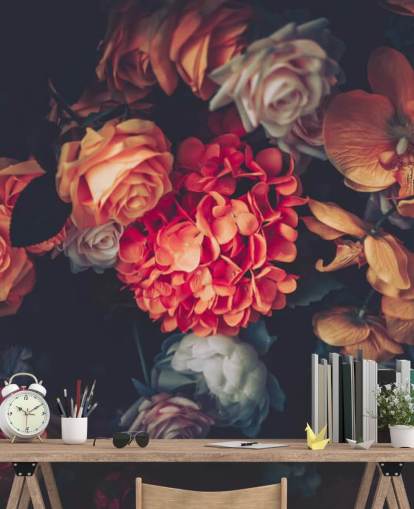 Vintage Blumen auf dunklem Hintergrund Wallpaper Vintage Blumen auf dunklem Hintergrund Wallpaper