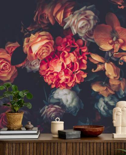 Vintage kukkia tummalla taustalla taustakuva Vintage kukkia tummalla taustalla taustakuva