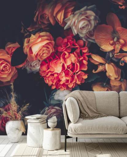 Vintage blomster på mørk baggrund Baggrund Vintage blomster på mørk baggrund Baggrund