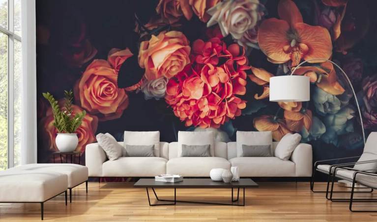 Vintage Floral Art Wallpaper Mural  Wallmur