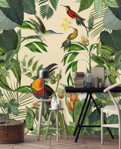 Tropical Birds in a Jungle Mural by Andrea Haase Tropical Birds in a Jungle Mural by Andrea Haase