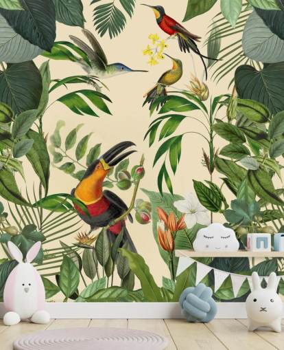 Tropical Birds in a Jungle Mural by Andrea Haase Tropical Birds in a Jungle Mural by Andrea Haase