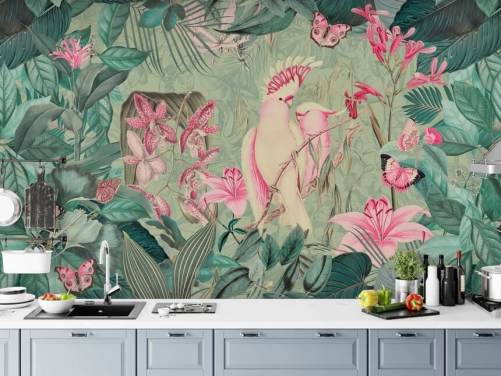 Andrea Haase Papier Peint Fresque Cacatoès Rose