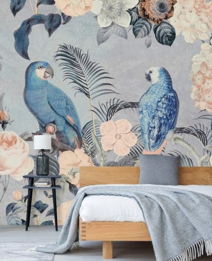 Verliebte Papageien Wandbild von Andrea Haase Verliebte Papageien Wandbild von Andrea Haase