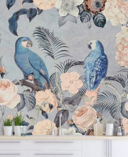 Murale Perroquets amoureux par Andrea Haase Murale Perroquets amoureux par Andrea Haase