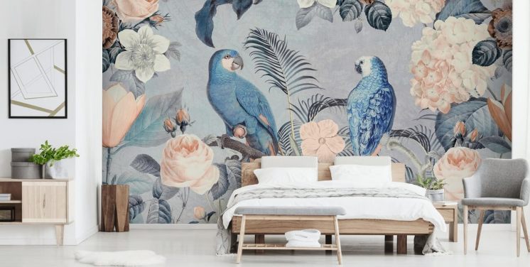 Parrots in Love Mural by Andrea Haase